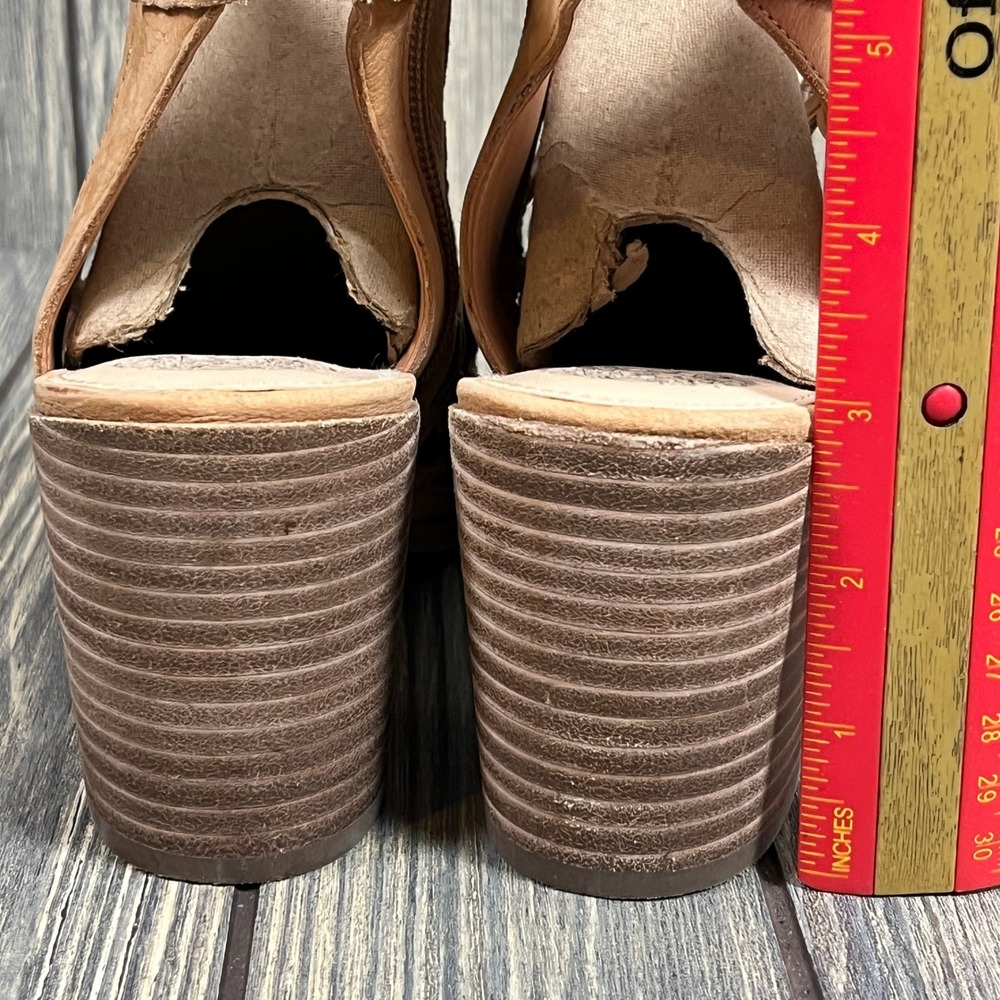 Vince Camuto Lanaira Sandals Womens 8.5 Tan Leather Cage Block Heel Gladiators - Picture 5 of 10